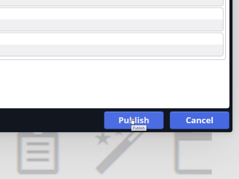 Confirm by clicking 'Publish'